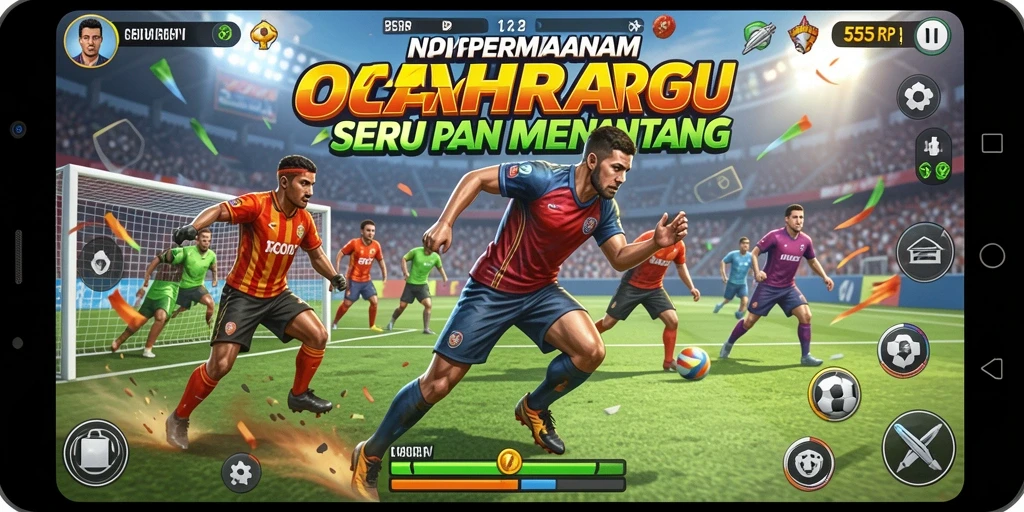 Tangkapan layar utama dari gameplay 55RP menunjukkan aksi olahraga mendebarkan.