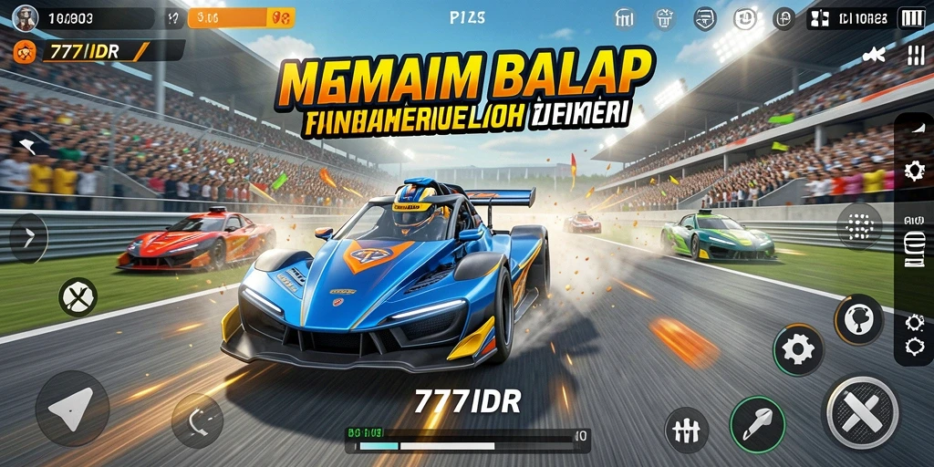 Screenshot gameplay <strong>777IDR</strong> menampilkan balapan mendebarkan di lintasan.