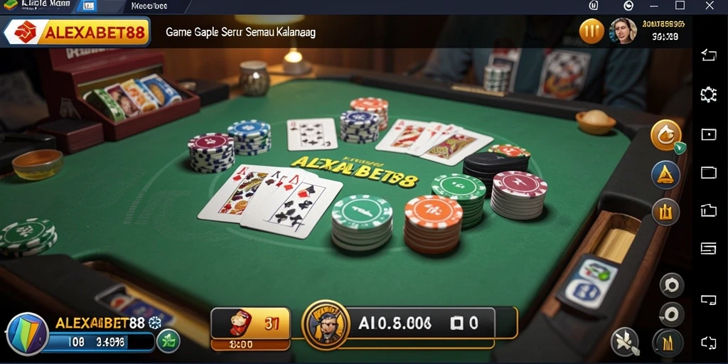 Tampilan gameplay seru dalam ALEXABET88 yang penuh strategi Gaple.