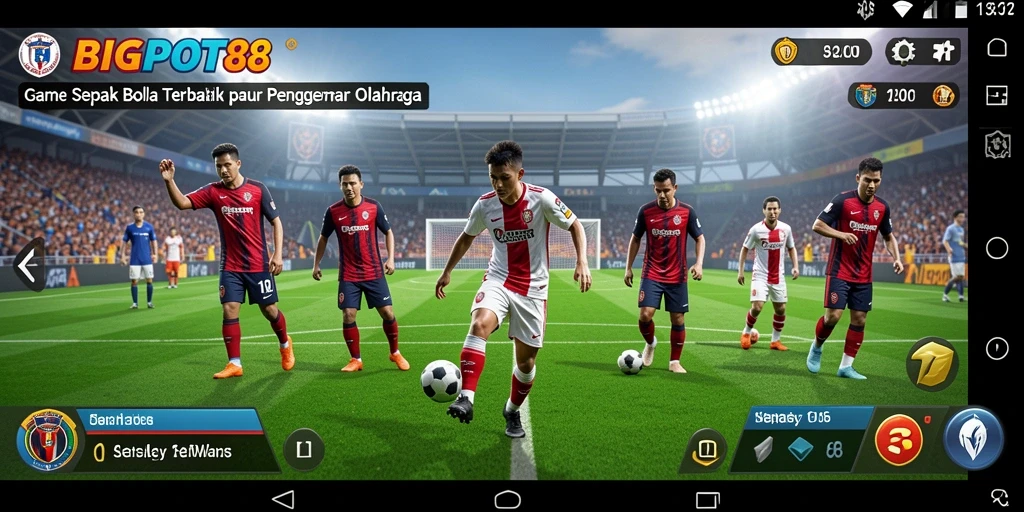 Tangkapan layar dari gameplay <strong>BIGPOT88</strong> yang menampilkan aksi di lapangan sepak bola.