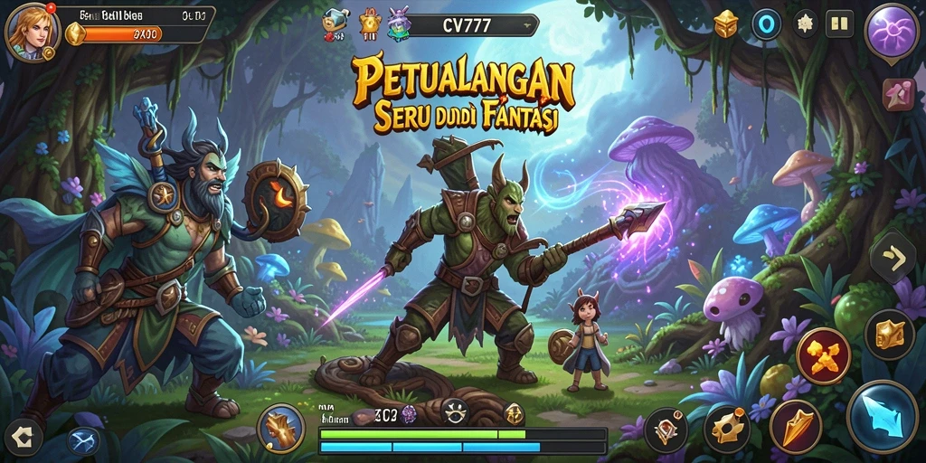 Screenshot gameplay CV777 menampilkan pertempuran seru dan karakter yang menakjubkan.