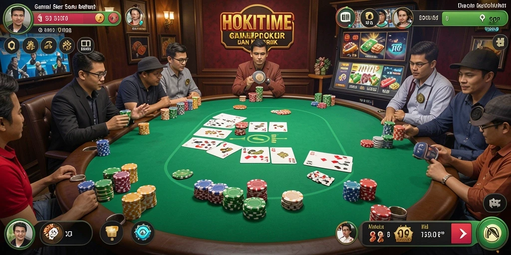 Tampilan gameplay seru HOKITIME dalam bermain Poker.