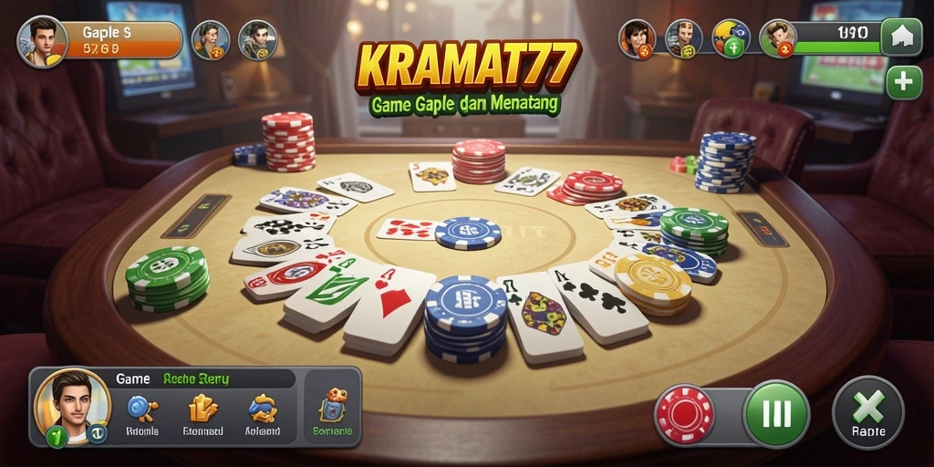 Tampilan menarik dari gameplay KRAMAT77 dalam permainan Gaple.