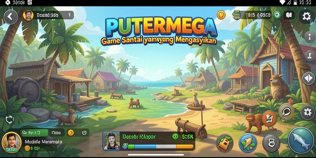 Tampilan gameplay PUTERMEGA yang ceria dan penuh warna.