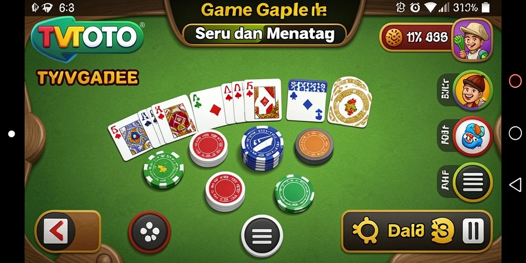 Tampilan seru gameplay Gaple di TVTOTO.