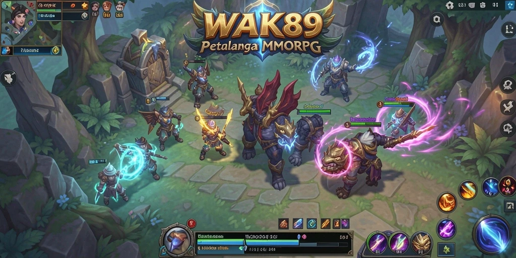 Tangkapan layar menampilkan aksi epik dalam permainan MMORPG WAK89.